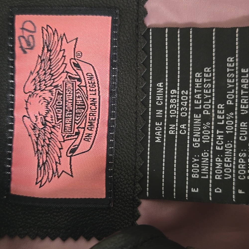 Harley-Davidson Women's Black Leather Jacket with Pink Lining - Picture 6 of 6